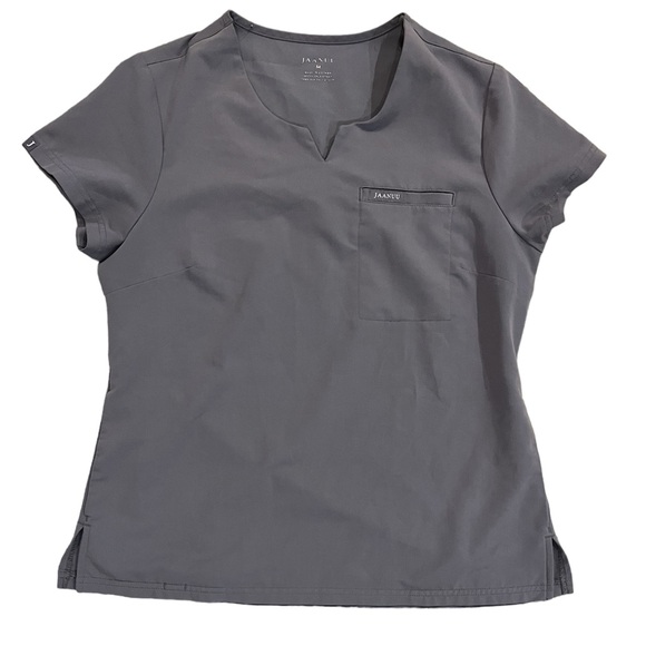 Jaanuu • 3-Pocket Notched Scrub Top Light Gray - M - Picture 1 of 12